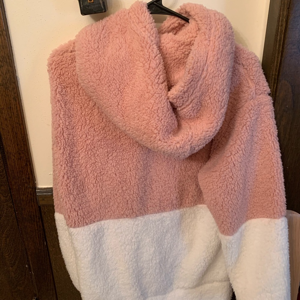 Pink and white pullover